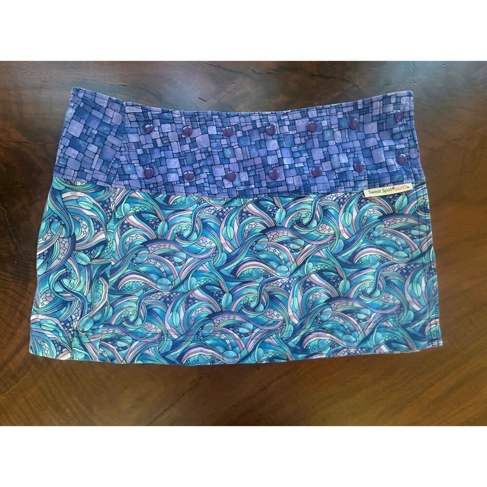 Reversible Festival Wrap Mini Skirt Adjustable Snap Button Psychedelic Purple